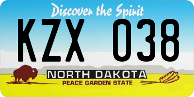 ND license plate KZX038