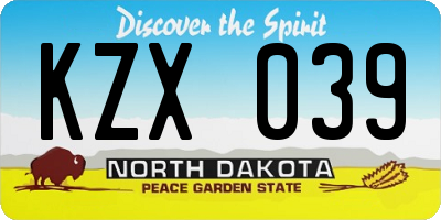ND license plate KZX039