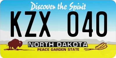 ND license plate KZX040