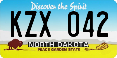 ND license plate KZX042