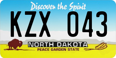 ND license plate KZX043