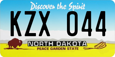 ND license plate KZX044