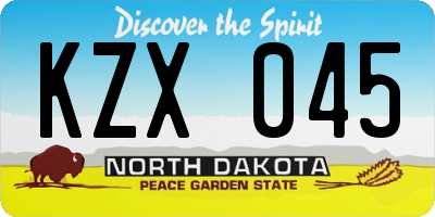 ND license plate KZX045