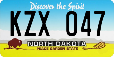 ND license plate KZX047