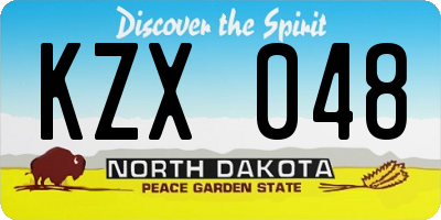 ND license plate KZX048