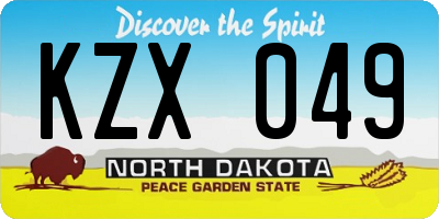 ND license plate KZX049