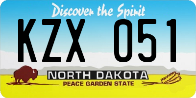 ND license plate KZX051