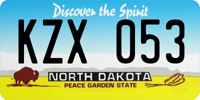 ND license plate KZX053