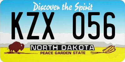 ND license plate KZX056