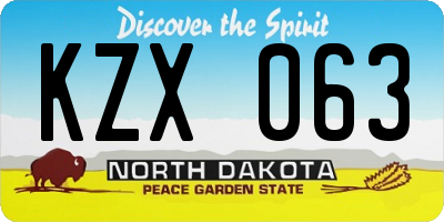 ND license plate KZX063