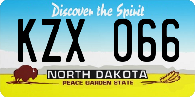 ND license plate KZX066