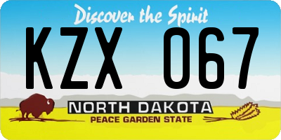 ND license plate KZX067