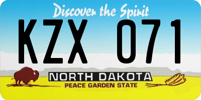 ND license plate KZX071