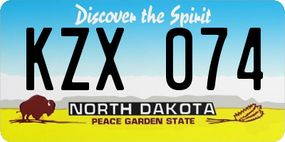 ND license plate KZX074