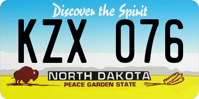 ND license plate KZX076