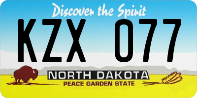 ND license plate KZX077