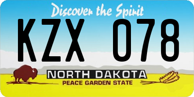 ND license plate KZX078