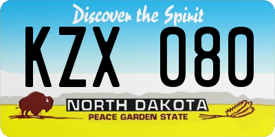 ND license plate KZX080