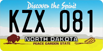 ND license plate KZX081