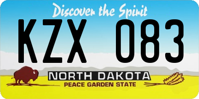 ND license plate KZX083