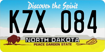 ND license plate KZX084