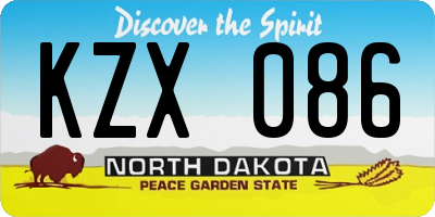 ND license plate KZX086