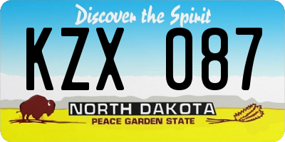ND license plate KZX087