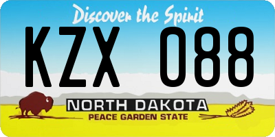 ND license plate KZX088