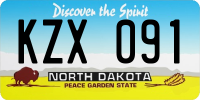 ND license plate KZX091