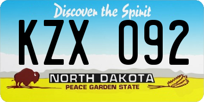 ND license plate KZX092