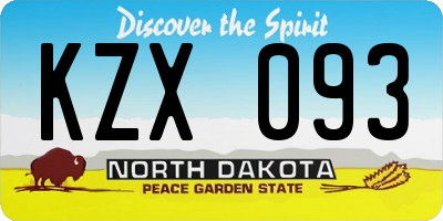 ND license plate KZX093