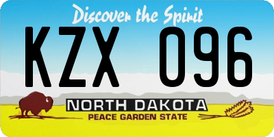 ND license plate KZX096