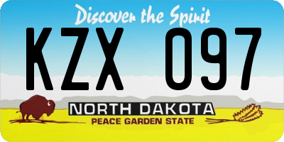 ND license plate KZX097