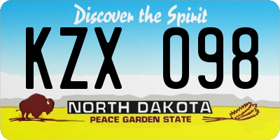 ND license plate KZX098