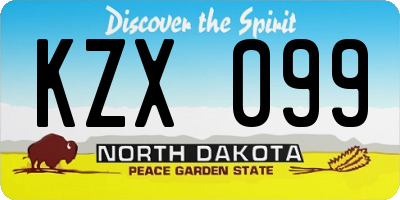 ND license plate KZX099