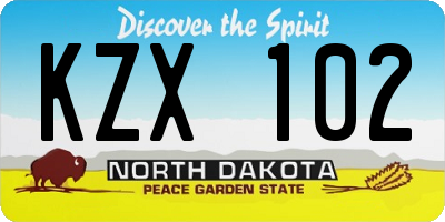 ND license plate KZX102