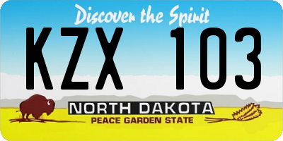 ND license plate KZX103