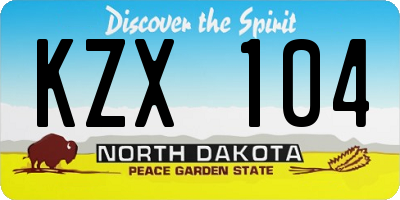 ND license plate KZX104