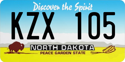 ND license plate KZX105