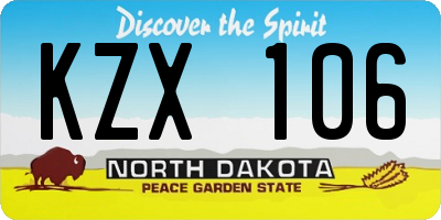 ND license plate KZX106