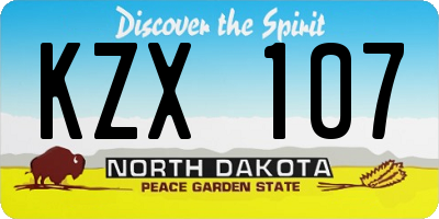 ND license plate KZX107