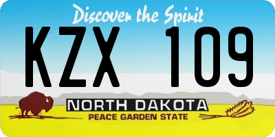 ND license plate KZX109