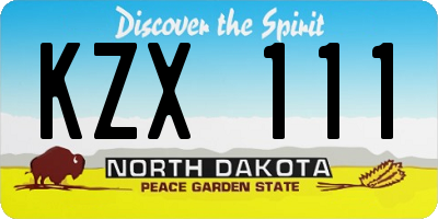 ND license plate KZX111