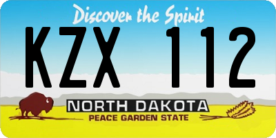 ND license plate KZX112