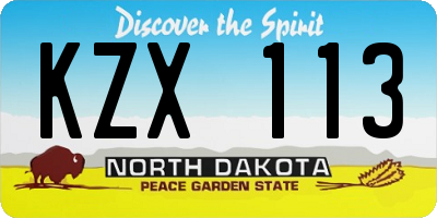 ND license plate KZX113