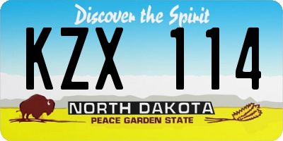 ND license plate KZX114