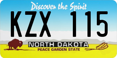 ND license plate KZX115