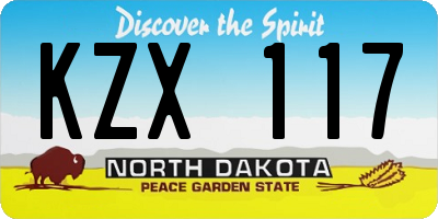 ND license plate KZX117