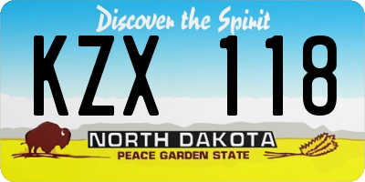 ND license plate KZX118