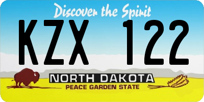 ND license plate KZX122